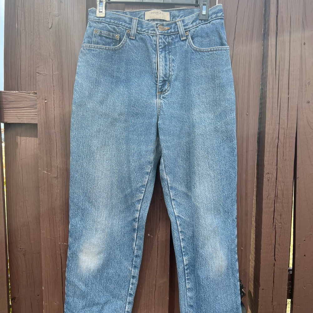 LL Bean double L relaxed plaid/flannel lined jeans size 8